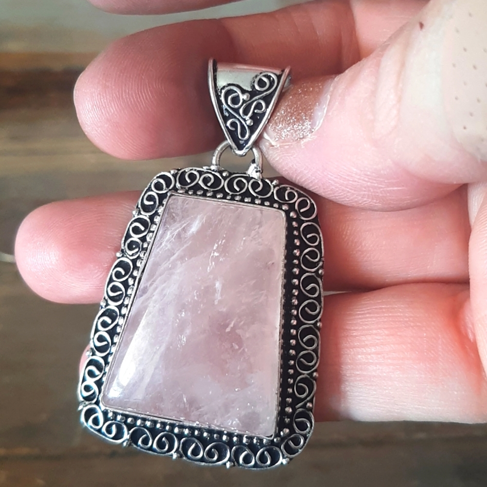 Rose Quartz .925 Sterling-Silver Pendant Necklace